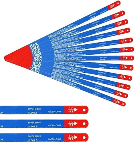 Image of 12 Pcs Bi-Metal Hacksaw Blades - 14/18/24 TPI Replacement Blades for Metal, Wood, and Plastic Cutting (300mm)