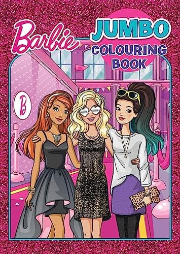Image of Quickdraw Barbie Jumbo Colouring Book Artist Activity Pad 100 Images to Colour Barbie Movie Drawing Painting Set