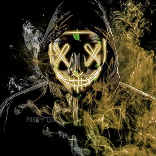 Image of Scary Glow Mask - Purge Anarchy, Anonymous, Horror, Hostel, Saw, Halloween, Cosplay, Rave Party, Masquerade, Festival, Carnival, 3 Modes NEON LED Light Up, One Size, Scare, Dare, HDPE, Colour Choice