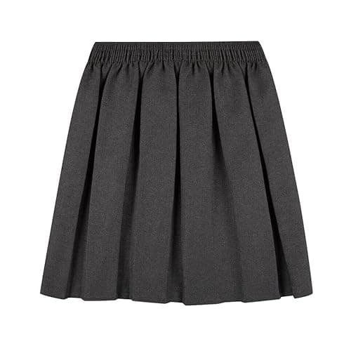 Image of LUXFAB UK School Uniform Girls Summer Formal Dress Bottom Full Elastic Box Pleat Skirt Only Uniform (UK, Age, 15 Years, 16 Years, Regular, Pack of 1 - Grey)