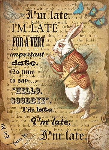 Image of Alice In Wonderland White Rabbit – Old English Vintage Style - Metal Pub Sign – 3 Sizes To Choose – Home Decor – Home Bar – Unique Gift. (8” X 6” 200 X 150 mm)