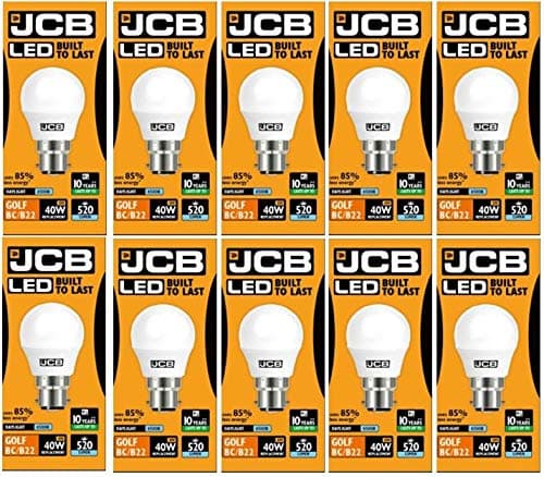 Image of JCB LED 10 X 6w = 40w BC/B22 Golf Ball Bulbs Bayonet Cap 520lm Daylight 6500k Non Dimmable [Energy Class A+]