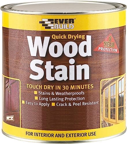 Image of Everbuild Satin Wood Stain – Indoor And Outdoor Use – Weatherproof – UV-Resistant – Quick Drying – Solvent Free – Clear – 750ml