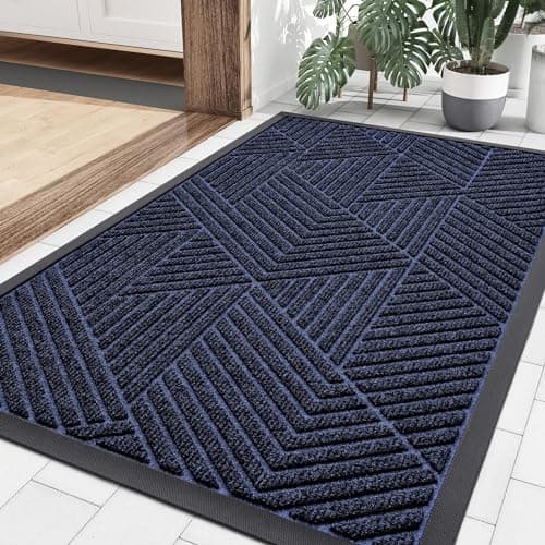 Image of smiry Door Mat, Heavy Duty Door Matts Indoor Outdoor, Dirt Trapper Easy Clean Doormat, Non Slip Floor Mat for Front Door, Entrance, 43 x 76 cm, Navy Blue