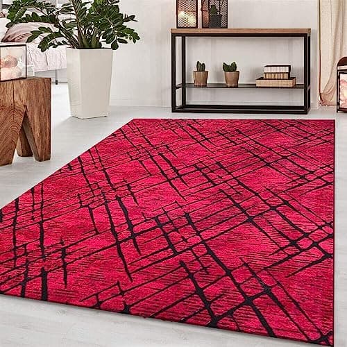 Image of Q style Amor Modern Rugs Living Room - Luxury Soft Area Rugs For Bedroom - Machine Washable traditional rugs (Burgundy, 200 x 290 cm)