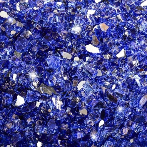 Image of Goaste 5.4Kg Fire Pit Glass, 1/2 Inch Reflective Fire Glass, Decorative Tempered Glass Rocks for Fire Pit, Fire Table, Gas Fireplace, Safe for Outdoors and Indoors, Cobalt Blue