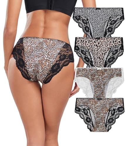 Image of COLORFULLEAF Sexy Animal Print Underwear for Women Stretchy French Knickers Brief for Ladies Hipster Panties(4A,L)