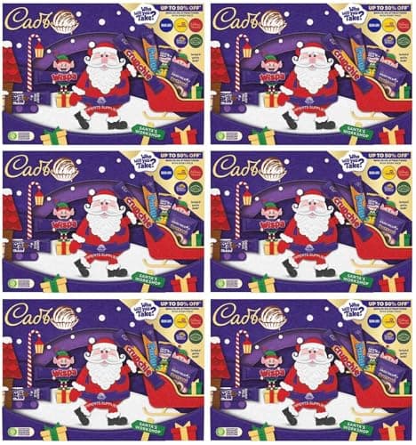 Image of 6 x New Cad Selection Box Christmas Eve Box Fillers 125g - Medium Selection Boxes Christmas Chocolates For Kids - Stocking Fillers For Everyone