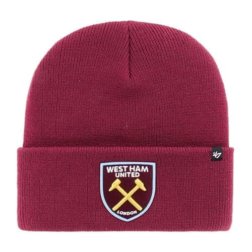 Image of West Ham United Beanie Hat Knitted Hammers, Claret, One Size