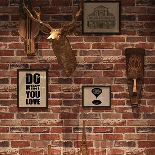 Image of Okydoky Rustic Red Brick Peel and Stick Self-Adhesive Vinyl Waterproof Vintage Wallpaper - Self-Sticking Contact Paper for House Decoration - No.57104-3