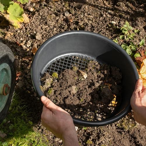 Image of Hardys Large Plastic Garden Sieve | Heavy Duty Mesh Garden Soil Sieve, for Sieving Top Soil, Stones, Coarse Sand - BPA Free Compost Riddle, 35cm x 1cm Holes