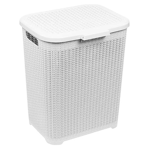 Image of URBNLIVING 45L Plastic Laundry Basket Dirty Clothes Washing Storage Hamper with Handles & Lid (White)