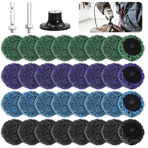 Image of Celepoir 32Pcs Grinding Discs, 50mm Paint Stripping Discs & 2 Shanks, 2 Inch Grinder Disc for Angle Grinder, Drill Sanding Attachment for Rust Removal & Surface Polish Clean (Purple/Blue/Black/Green)