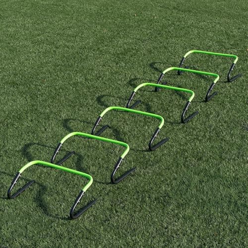 Image of QUICKPLAY Adjustable Speed Hurdles Set of 6 - Football Training Hurdles with 3 Height Settings, Agility Hurdles for Football & Sports Hurdle Training, Foldable Mini Hurdles with Carry Bag
