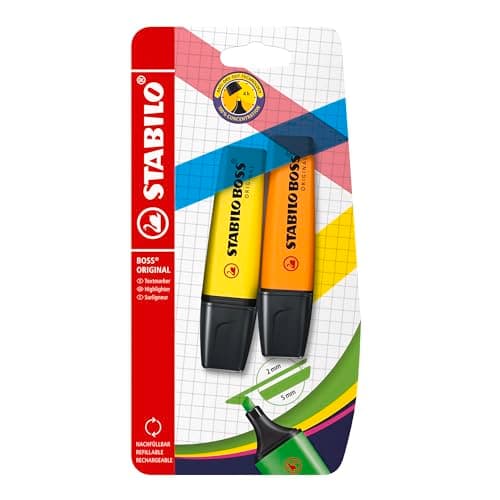 Image of STABILO BOSS ORIGINAL - Highlighter - Pack of 2 - Yellow/Orange