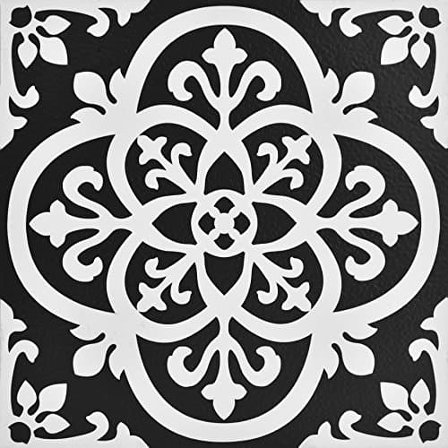 Image of WallPops FP2475 Gothic Peel & Stick Floor Tiles, Blacks, Set of 10 Piece, 12 x 12 inches