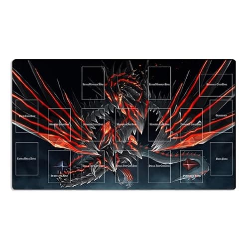 Image of Mlikemat New Playmat Red-Eyes Darkness Dragon CCG TCG Trading Card Game Mat with Zones + Free Bag (ZD014-322-A)