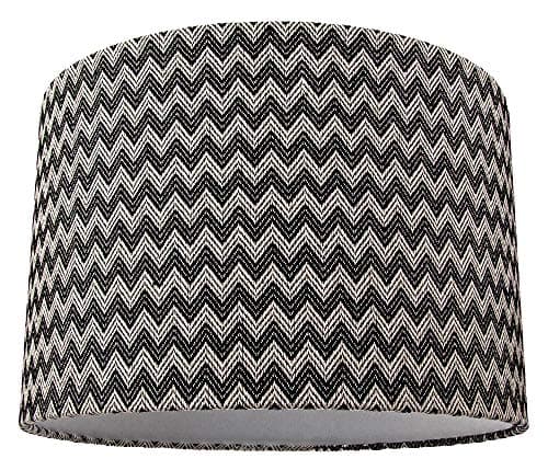 Image of Contemporary and Trendy Zig Zag Chevron Effect Black and White Cotton Fabric 12" Lamp Shade | 30cm Diameter | 60w Maximum by Happy Homewares