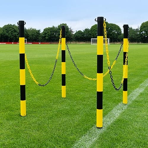 Image of FORZA Crowd Barrier Post & Chain Set - Ground Spike| 5 Colors Available | 6mm or 8 mm (8mm, Black/Yellow Chains & Posts)