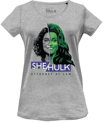 Image of Marvel WOSHEHUTS004 T-Shirt, Grey Melange, XL Women's, Melange Grey, XL