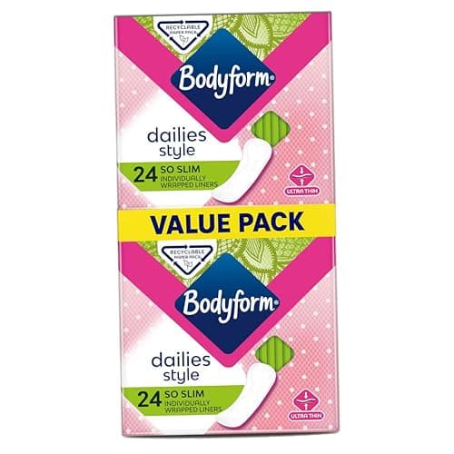 Image of Bodyform Dailies So Slim 48 Pantyliners (2 x 24) Ultra Thin Individually Wrapped Liners for Daily Freshness and Comfort