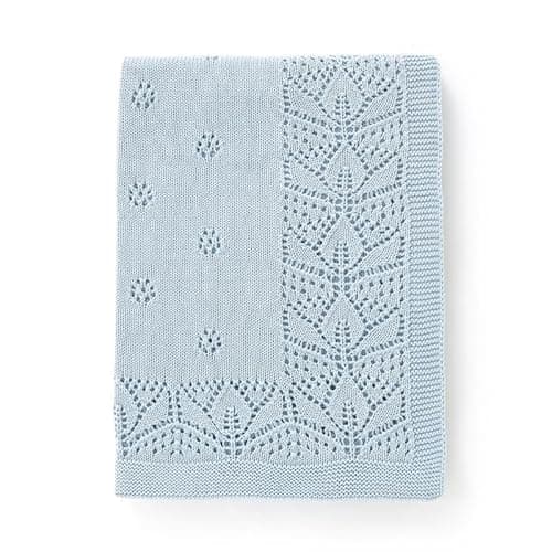 Image of LAWKUL Cellular Blanket Baby 100% Cotton Knitted Soft Blankets Knit Crochet Newborn Swaddle Boy Girls Toddler 100x80cm Blue