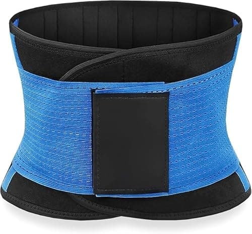 Image of ATEK Waist Trainer Belt, Dual Adjustable Waist Trimmer Sweat Belt for Women Men, Slimming Body Shaper Workout Sweat Belt for Fitness, Workout, Stomach Support & Weight Loss Blue