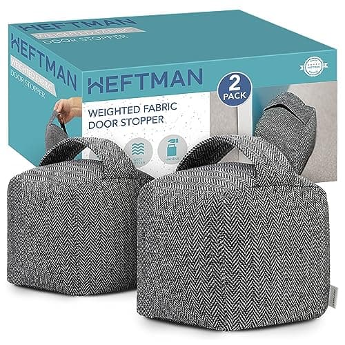 Image of HEFTMAN Fabric Door Stop Heavy - Grey Pattern with Handle, Homely & Decorative Weighted Door Stop, Interior Doorstop Stopper for Home Decor - Pack of 2 Fabric Door Stops (1kg Each)