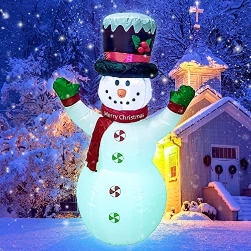 Image of AJY 4FT Christmas Snowman Inflatable LED Lights Indoor Outdoor Yard Lawn Decoration Cute Fun Holiday Blow Up Party Display