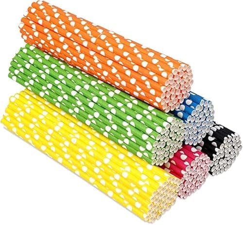 Image of H&S Paper Straws 120pcs Biodegradable Recyclable Drinking Straws for Party Birthday Wedding