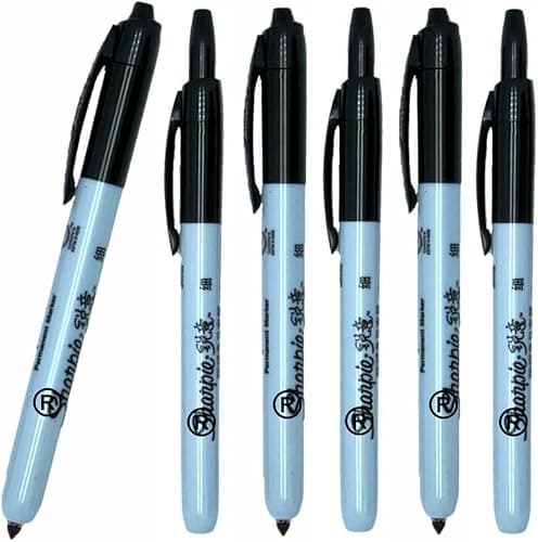 Image of Newell Brands 6 x Sharpie Fine Point Retractable Permanent Markers, Black - for Plastic, Glass, Wood, Metal, Fabric & More [ASIA IMPORT]