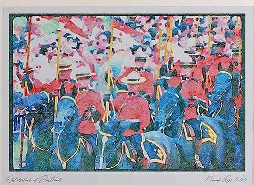 Image of Horse 197005 - R.C.M.P. Musical Ride Watercolour Picture Limited Edition A3