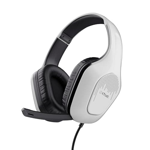 Image of Trust Gaming GXT 415PS Zirox Lightweight Gaming Headset for PlayStation 5 Consoles with 50mm Drivers, 3.5 mm Jack, 1.2m Cable, Foldaway Microphone, Over-Ear PS5 Wired Headphones - White
