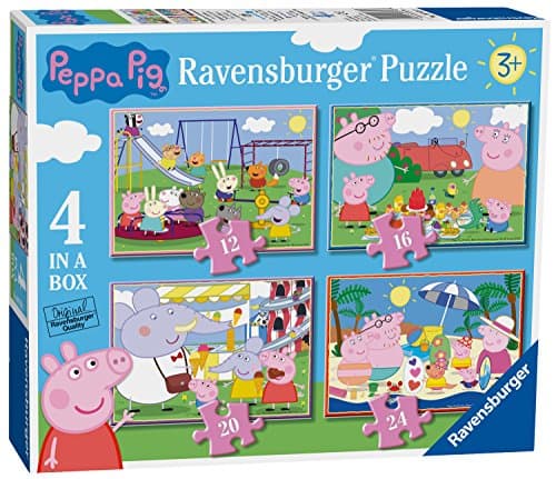 Image of Ravensburger Peppa Pig 4 in a Box Kids Jigsaw Puzzles Age 3+ – 12, 16, 20 & 24 Piece Puzzle Pack, Educational Preschool Activity, Family Fun, Birthday Gift