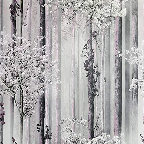 Image of YöL Blossom Forest Wallpaper Dusky Pink Grey Enchanted Trees Nature Matt