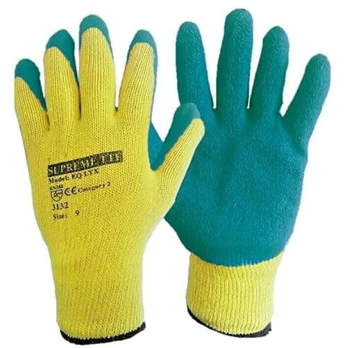 Image of SupremeTTF 24 Pairs of Rubber Latex Coated Work Gloves Green for Men Women - Ideal for Safety, Mechanics, Builders, Scaffolding and Gardening (Medium-8)