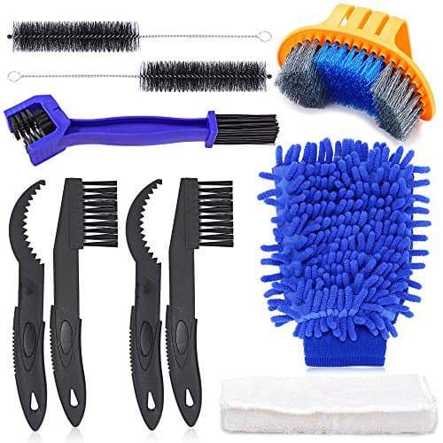Image of Oumers Bicycle Clean Brush Kit, 10pcs Motorcycle Bike Chain Cleaning Tools Make Chain/Crank/Tire/Sprocket Cycling Corner Stain Dirt Clean, Durable/Practical Fit All Bikes