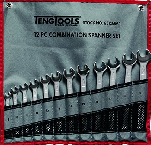 Image of Teng Tools 6512MM1 Combination Spanner Set 8-19 mm Tool Roll 12 Pieces