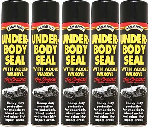 Image of 5x Black Underbody Seal Aerosol With Waxoyl 600ml Hammerite Underseal