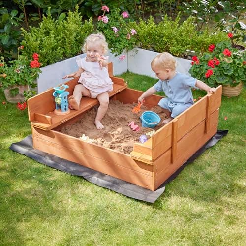 Image of Liberty House Toys Children's Sand Pit with Seating and Cover