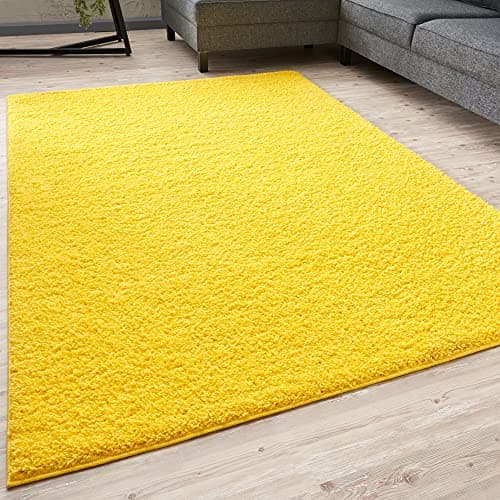 Image of THE RUGS Living Room Rug - Shaggy Soft And Elegant Carpets For The Bedrooms And Kitchen, Easy To Clean, Many Different Sizes (60x110 cm, Yellow)