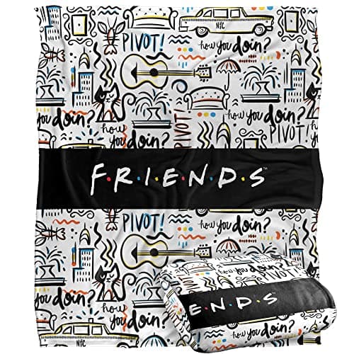 Image of FRIENDS Let's Be Pattern Officially Licensed Silky Touch Super Soft Throw Blanket 152 x 127 cm