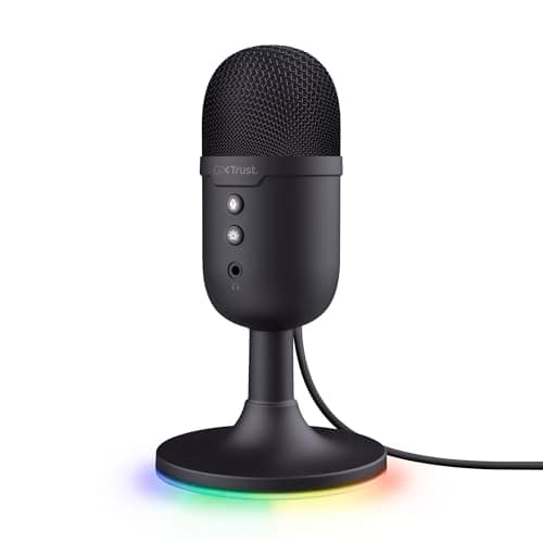 Image of Trust Gaming GXT 236 Yami USB Streaming Microphone PC Podcast Twitch Discord ASMR YouTube, Condenser Gaming Microphone with Cardioid Characteristic, Mute Switch, RGB Lighting - Black