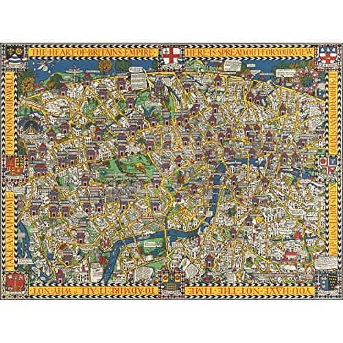 Image of Fine Art Prints Gill 1914 Pictorial Map London Wonderground Unframed Wall Poster Home Decor Premium,16 x 12 inches