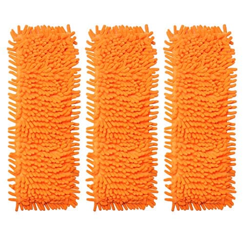 Image of Accessotech Extendable Microfibre Floor Mop Cleaner Sweeper Wooden Laminate Tile Wet Dry (x3 Replacement Mop Heads Orange)