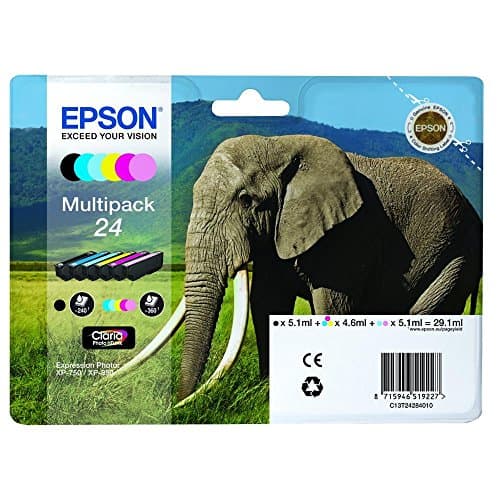Image of Epson 24 Elephant Genuine Multipack, 6-colours Claria Photo HD Ink Cartridges