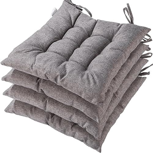 Image of HAMO Seat Pad Cushions for Dining Chairs Set of 4, 40x40 cm, 16x16 inches (Grey9)