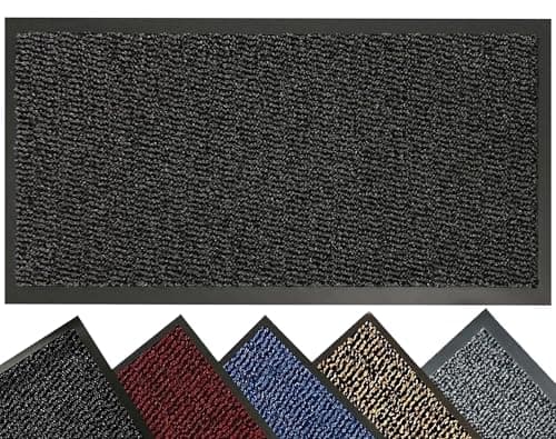Image of LENAK Door Mats - Entrance Mat Barrier Hallway Runner Kitchen Rug, Non-Slip Dirt Trapper Rubber Back Washable Floor Mat, Dust Grabbing Indoor Outdoor Doormats (Anthracite, 90x150cm)