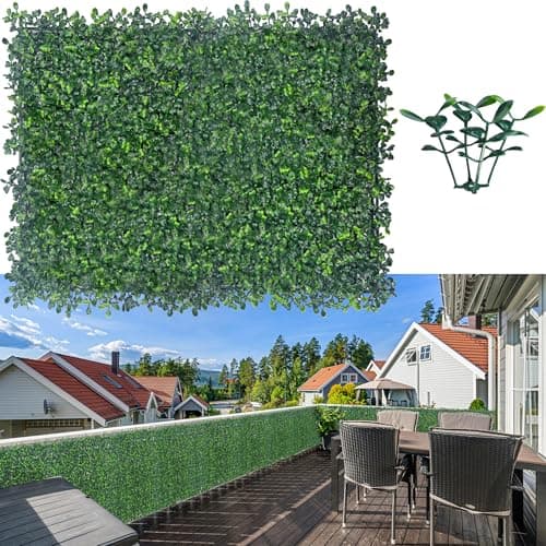 Image of ODTORY Artificial Boxwood Hedge Wall Panels, 24 X 16 in 12P UV-Anti Faux Greenery Vine Grass Wall Backdrop for Indoor Outdoor Green Plant Wall Decor & Ivy Fence Covering Privacy