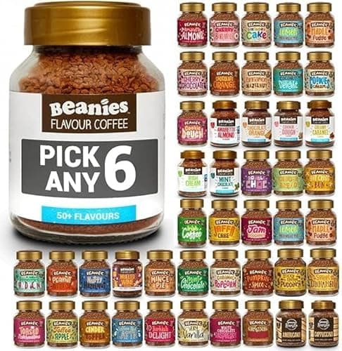 Image of Beanies Flavoured Instant Coffee | Pick Any 6 Jars (50g) | 50+ Flavours | Sugar Free, 2 Calories Per Cup | Gluten & Dairy Free